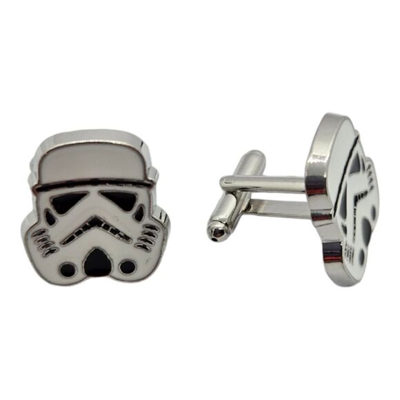 Stormtrooper Cuff Links Star Wars Silver French Cufflinks Formal Tuxedo Prom NEW - Picture 5 of 6